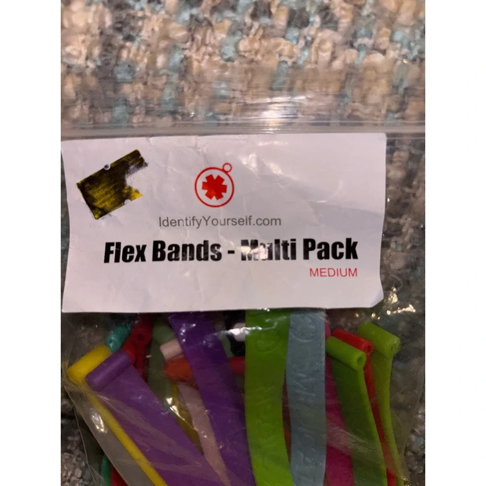 IdentifyYourself Flex Bands Multi Pack Medium Medical ID Silicone Bands Lot